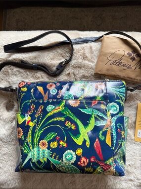 Patricia Nash Navy Multicolor Floral Crossbody Bag